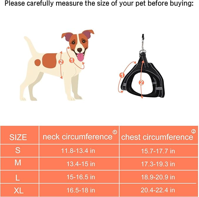 Step-in Air Dog Harness and Dog Leash- All Weather Mesh Step in Vest Harness for Small and Medium Dogs, Reflective Harness and 5FT Leash for Confident Walking at Night (Black,X-Large)