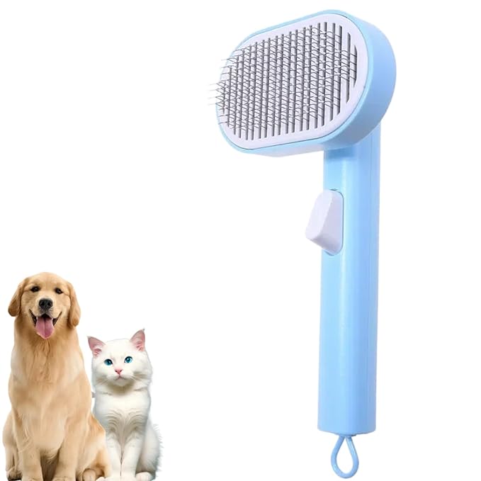 Cat Brush with Release Button for Shedding and Grooming, Self-Cleaning Shedding Brush for Easy Hair Removal, Suitable for Long and Short Haired Cats & Dogs