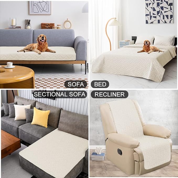 fuguitex Waterproof Dog Bed Cover Couch Cover for Pet Anti-Slip Cat Mat Pet Pad Blanket for Sofa Chair Recliner Bed Furniture Protrctor