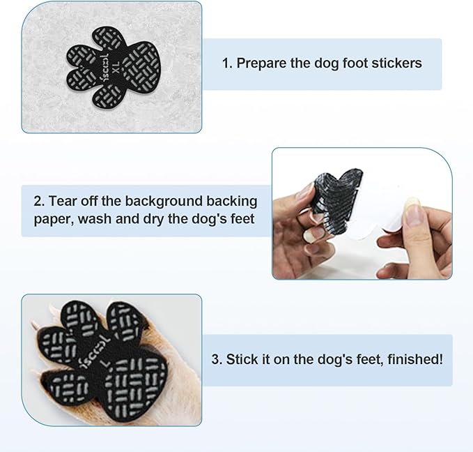 Paw Protection Anti-Slip Handle Prevents Your Dog from Slipping on Hardwood Floors,Perfect for hot Roads,Disposable self Adhesive Dog Shoes Boots Socks Replacement 12pcs (L, Count, 3)