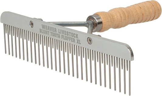 Weaver Leather Blunt Tooth Fluffer Comb XL with Wood Handle, 65260-221-xl