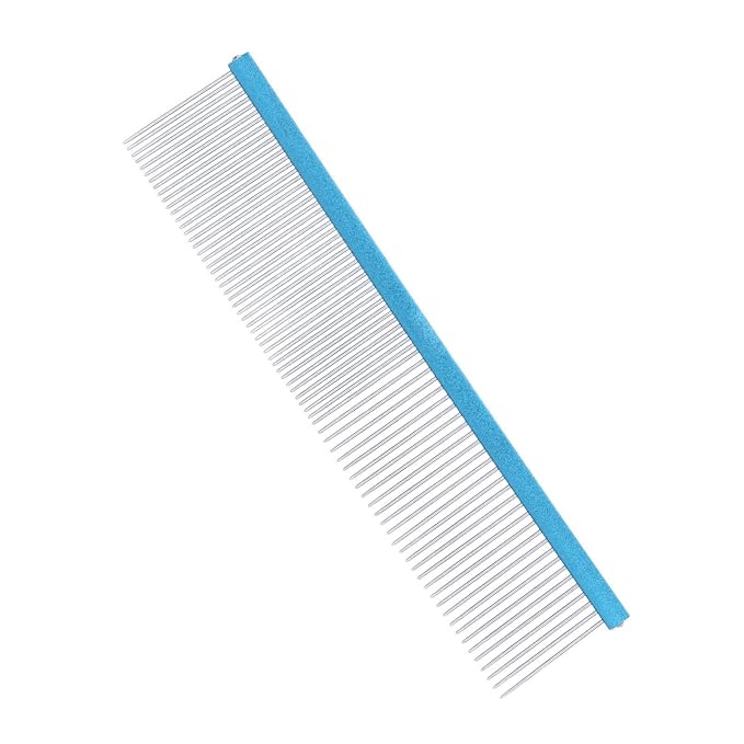 Greyhound Comb For Dogs, Metal Dog Comb Dog Combs with Rounded Ends Dog Comb Cat Comb For Removing and Knots Grooming Tool For Long Short Haired Dog (Blue 22cm/8.7in)