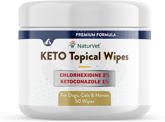 NaturVet Keto Topical Wipes for Dogs, Cats & Horses 50 Count