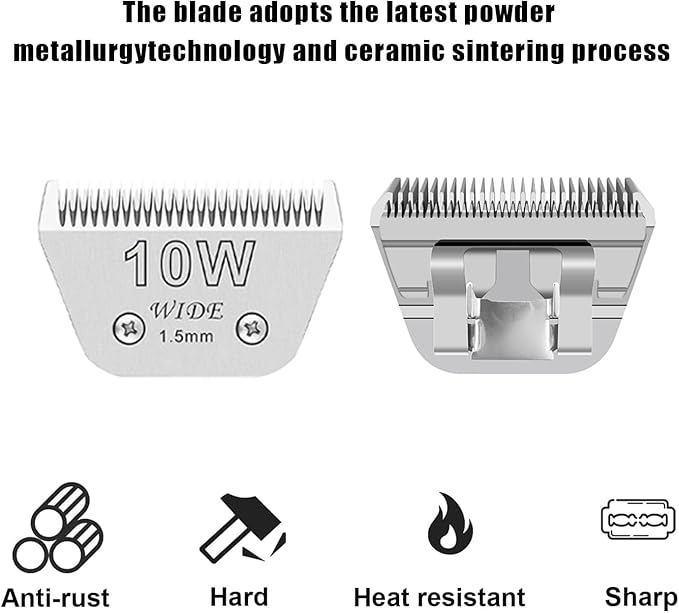 5PCS Wide Blades for Dog Grooming Blades Compatible with Andis,Oster A5,Wahl km10 Dog Clippers,Detachable Stainless Steel Dog Clipper Blades,Size:10W+30W+4FW+5FW+7FW