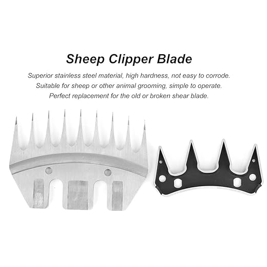Sheep Shears Replacement Blades, Professional Stainless Steel Sheep Clippers Clipper Blades for Grooming Goats, Lambs, Llamas, Alpacas (9 Teeth Straight Blade (+ oscillating Blade))