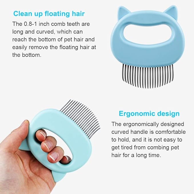 2 Pcs Cat Combs, Soft Fine Teeth Cat Hair Comb Pet Massage Comb, Short Long Hair Removal Massage Cat Shell Comb, Dog Cat Deshedding Brush Grooming Comb for Shedding Matted Fur, Knots & Tangles (green)