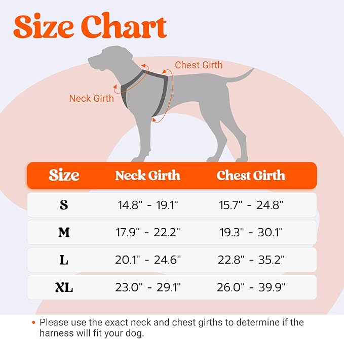 rabbitgoo Dog Harness Medium Sized, No Pull Pet Harness with Soft Padded Handle, Adjustable Reflective Vest with 3 Buckles, Easy Walking Harness with 2 Leash Clips, Orange, XL