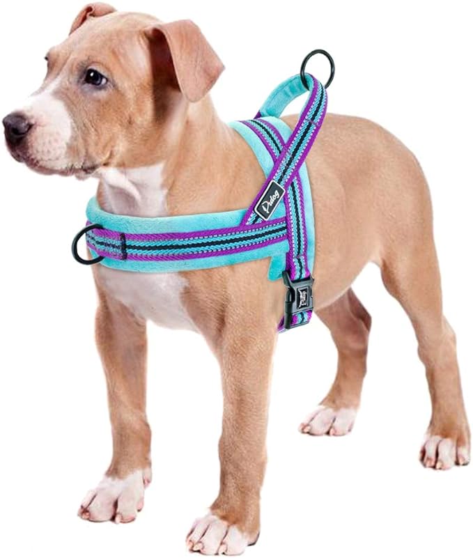 Didog Soft Flannel Padded Dog Vest Harness, Escape Proof/Quick Fit Reflective Dog Strap Harness,Easy for Walking Training