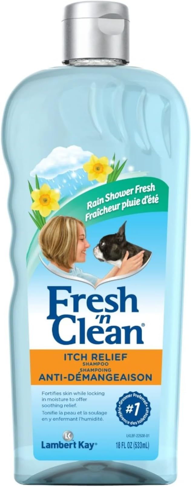 PetAg Fresh 'n Clean Itch Relief Shampoo - Rain Shower Fresh Scent Dog Shampoo - Instant Relief for Dry & Irritated Skin - 18 fl oz