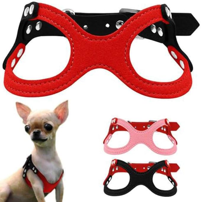 Avenpets Soft Adjustable Eyeglass Dog Harness No-Pull Breathable Velvet Pet Vest for Small Medium Dogs Easy Control Harness, Black, M