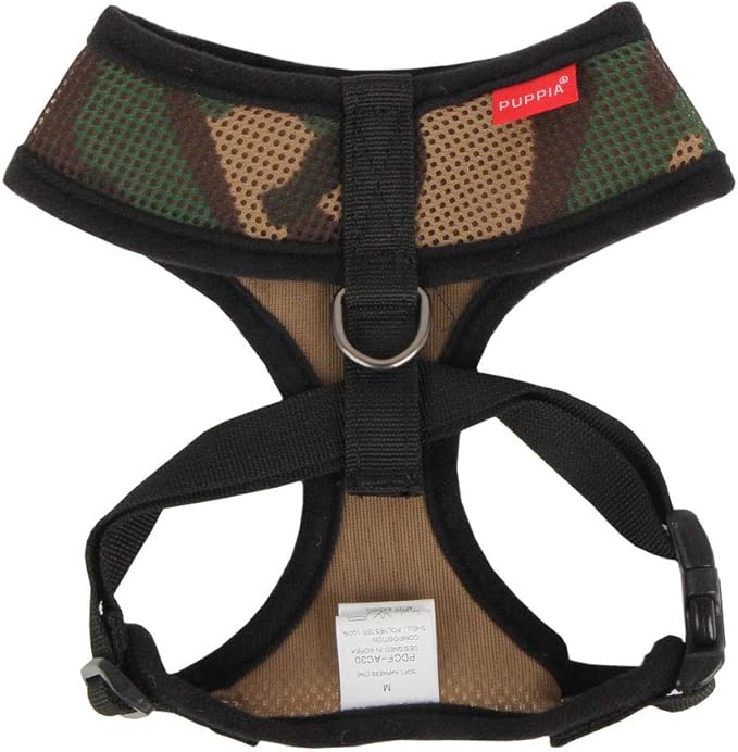 Puppia Soft Dog Harness No Choke Over-The-Head Triple Layered Breathable Mesh Adjustable Chest Belt and Quick-Release Buckle, Camouflage, X-Large