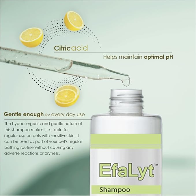 EfaLyt Hypoallergenic Shampoo for Pets - Blend of Proteins, Essential Fatty Acids - Control Flaking and Scaling - Optimal pH Balance - Natural Moisturizer - 12 fl oz