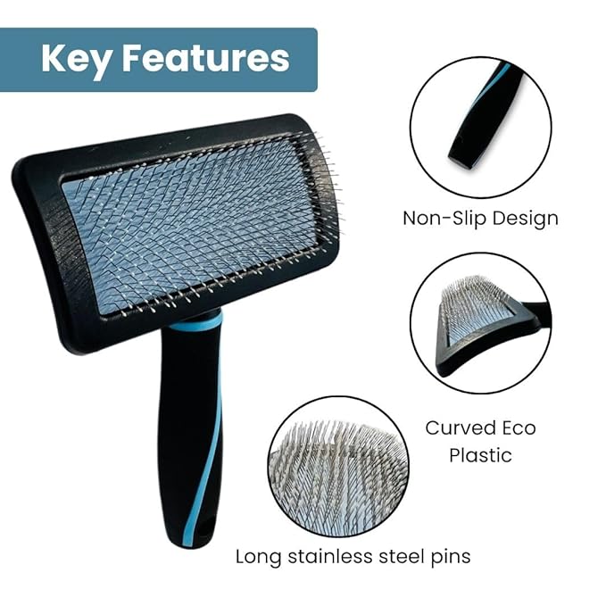 Dog Slicker Brush for Dogs, Perfect for (Goldendoodles, Labradoodles, Poodles), Groom Like a Professional, Fluff Detangle Style - Removes Loose Fur, Tangles and Undercoat (Large)