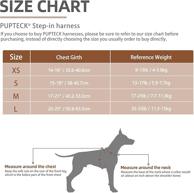 PUPTECK No Pull Dog Harness and Leash Set Reflective No Choke Step in Puppy Halter for XS Small and Medium Sized Dogs, Beige, Printed Fabric, M