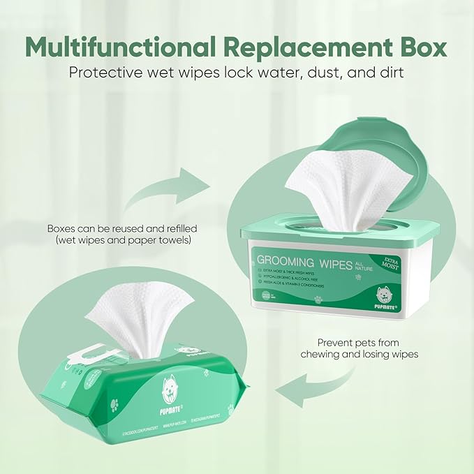 Pet Wipes for Dogs & Cats, Extra Moist & Thick Grooming Puppy Wipes with 100 Fresh Counts, Aloe Vera/Nature