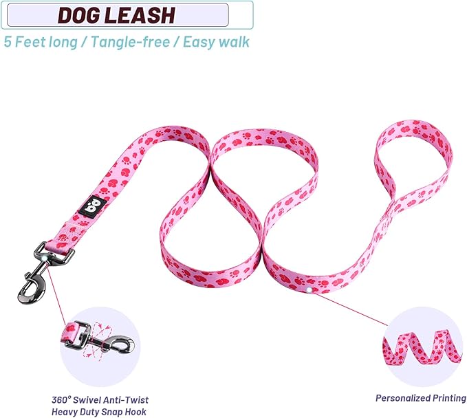 QQPETS Dog Harness Leash Set Adjustable Heavy Duty No Pull Halter Harnesses for Small Medium Large Breed Dogs Back Clip Anti-Twist Perfect for Walking