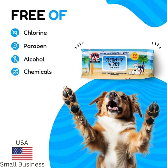 Pacific Pups Products Dog Wrinkle Wipes French Bulldog - 100 Count - Gentle, Plant Based Bulldog Face Wipes - Unscented Dog Wipes for Paws and Butt, Frenchie Wrinkle Wipes for Dogs