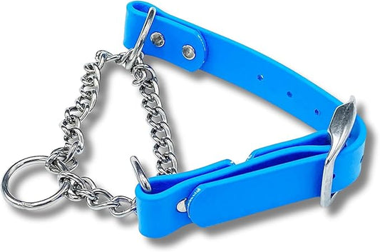 Martingale Collar for Dogs, Biothane, Stainless Steel Hardware, No Pull, Made in The USA, Professional Grade, XS Light Blue