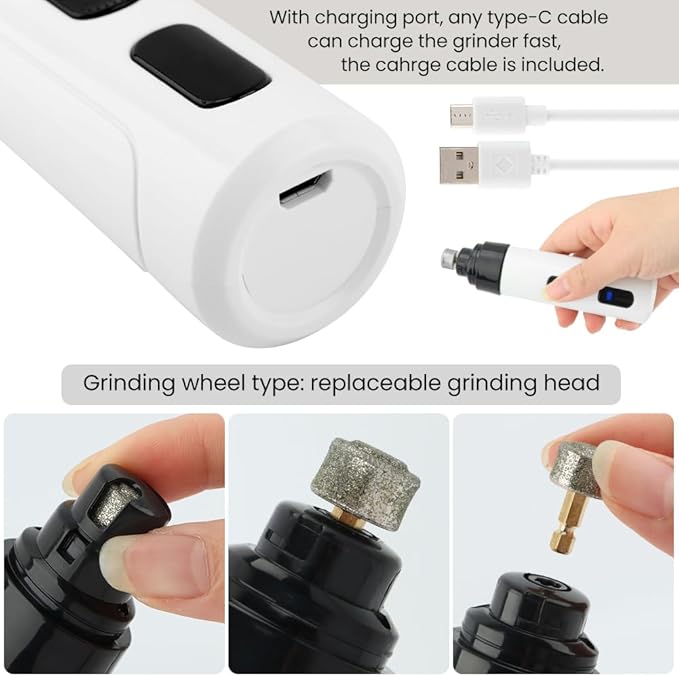 Dog Nail Grinder Upgraded, 2-Speed Rechargeable Pet Nail Trimmer, Electric Dog Nail Clippers Painless Pet Paws Grooming Smoothing for Small Medium Large Dogs and Cats
