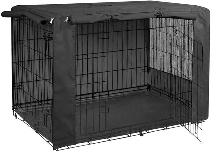 HiCaptain Folding Metal Dog Crate Cover for 30 Inch Wire Pet Cage (Black)