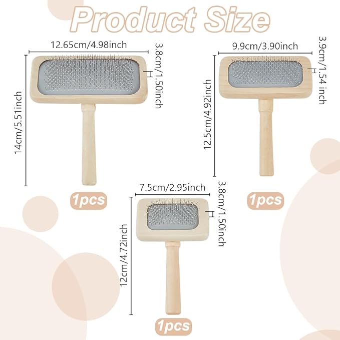 OLYCRAFT 3Pcs 3 Style Macrame Fringe Comb Set Macrame Fringe Combs with Wood Handle Stainless Steel Macrame Combs Pet Grooming Combs Macrame Tassel Brush for DIY Macrame Removing Tangles and Knots
