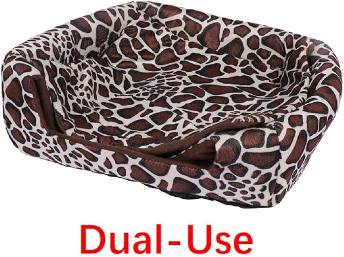 Spring Fever Hamster Guinea Pig Rabbit Dog Cat Chinchilla Hedgehog Bird Small Animal Pet Bed House Hideout Cage Accessorie E Leopard M (14.2 * 14.2 inch)