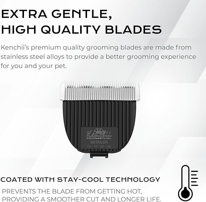 Kenchii Flash Clipper Blade (Fine Detailer) Only Compatible with Flash Clipper, Black & White