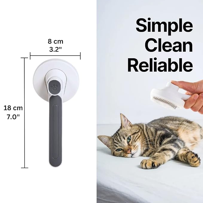 Pet Grooming Brush, Self Cleaning Slicker Brush for Dogs Cats, Remove Loose Fur Undercoat Mats Long, Short Tangled Hair, Pet Massage Self Cleaning (Gray)