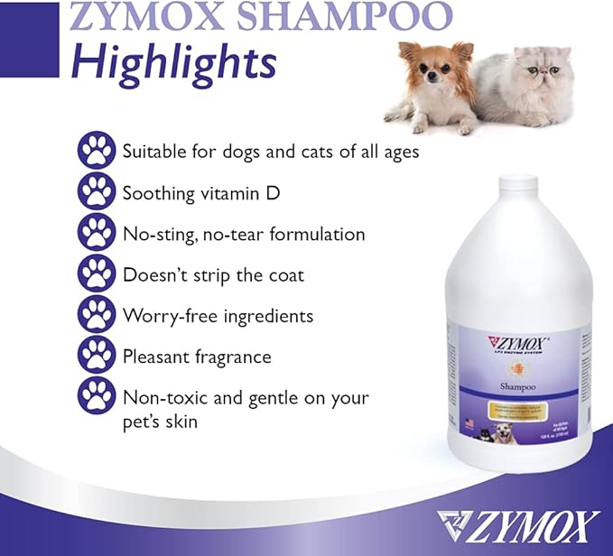 Zymox Shampoo for Dogs and Cats with Vitamin D, 1 Gallon
