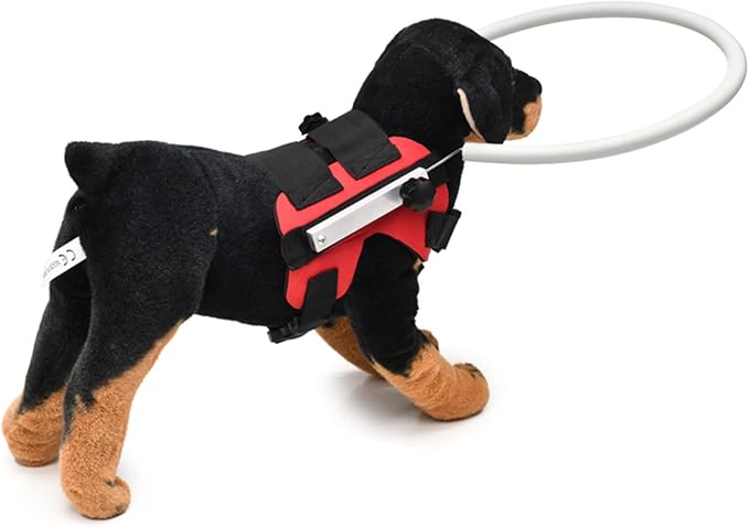 GabeFish Ring Harness for Blind Dog, Adjustable Blind Dog Ring, Blind Dog Accessories, Bumper Guards for Blind Dogs Red Medium