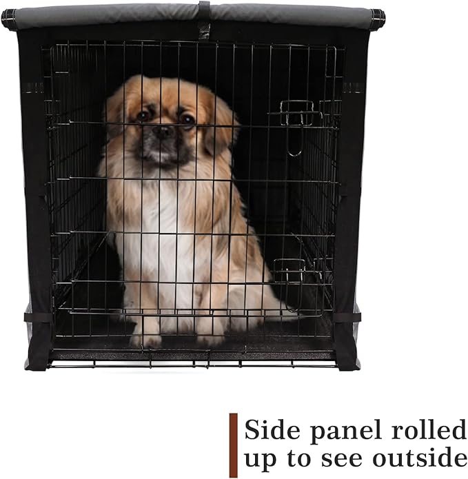 yotache Dog Crate Cover for 30" Medium Double Door Cage (not Include), 600D Polyester Privacy Pet Kennel Cover, Machine Wash & Dry, Gray