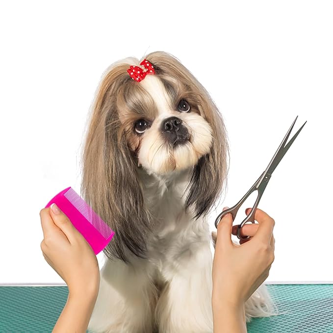 Double Sided Fine Tooth Comb for Adults Dog Cat Pet's Long, Short, Fine, Thick Hair(4 Pack)