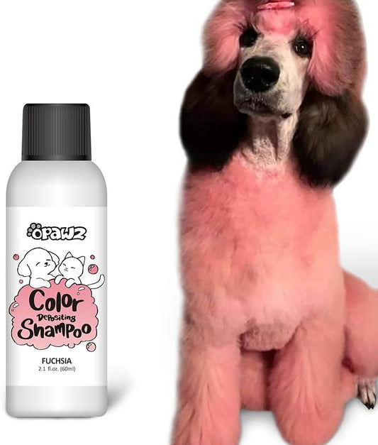OPAWZ Color Depositing Shampoo for Dogs, Semi-Permanent Dog Hair Dye Coloring Safe Shampoo, Non-Toxic Colorwash Shampoo for Pets (Fuschia, 2.1 fl.oz / 60mL)