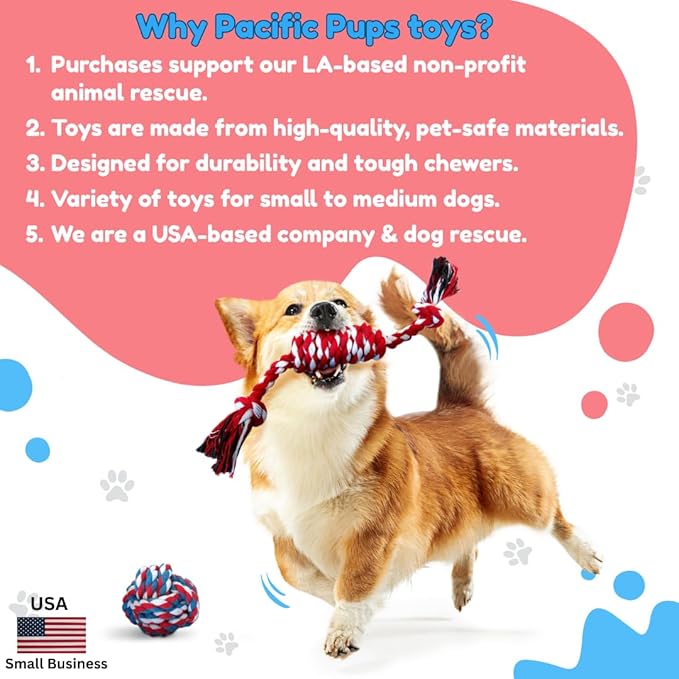 Ultimate Pet Care Bundle: Pacific Pups Organic Dog Wrinkle Wipes & 5PCs Rope Toys for Small and Medium Dogs - Supports Non-Profit Dog Rescue