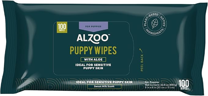 Grooming Wipes for Puppies, 100% Plant-Based Active Ingredients, 100 Count