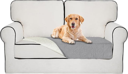 Easy-Going Waterproof Dog Bed Cover Reversible Leak Proof Pet Blanket Replacement Mat for Furniture Washable Couch Cover Sofa Cover for Dogs Cat(40x50 Inch, Light Gray/Ivory)
