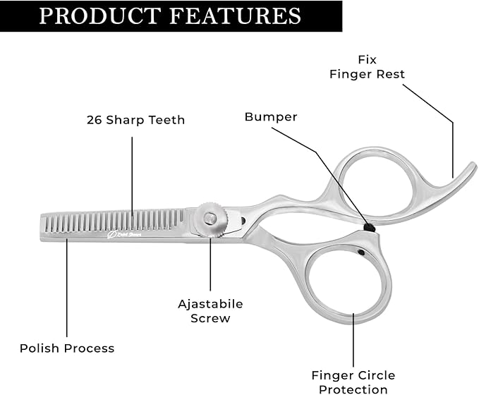 Professional Dog Grooming Scissor,5'' Inch Thinning Shears,Pet Thinning Scissors,Dog Cat Pet Grooming Scissor Pet Thinning Texturizing Shears Safety Noiseless Blunt Tip Trimming Scissor [Polish]