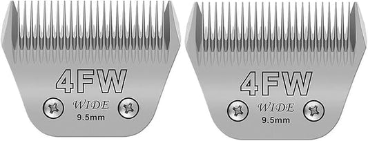 2PCS 4FW Wide Blades for Dog Grooming Blades Compatible with Andis,Oster A5,Wahl km10 Dog Clippers Stainless Steel Blades Blades for Animal Dog,Cat,Horse, Size:#4FW(9.5mm)