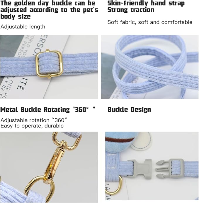 Leashes Set Pet Walking Training Pet Summer Set Adjustable for Small Medium Large Dogs Cute Dog Harness Puppy Harness Soft Small Dog Vest for Girl Easy Control Dog Vest Harness Bee（Blue,L）