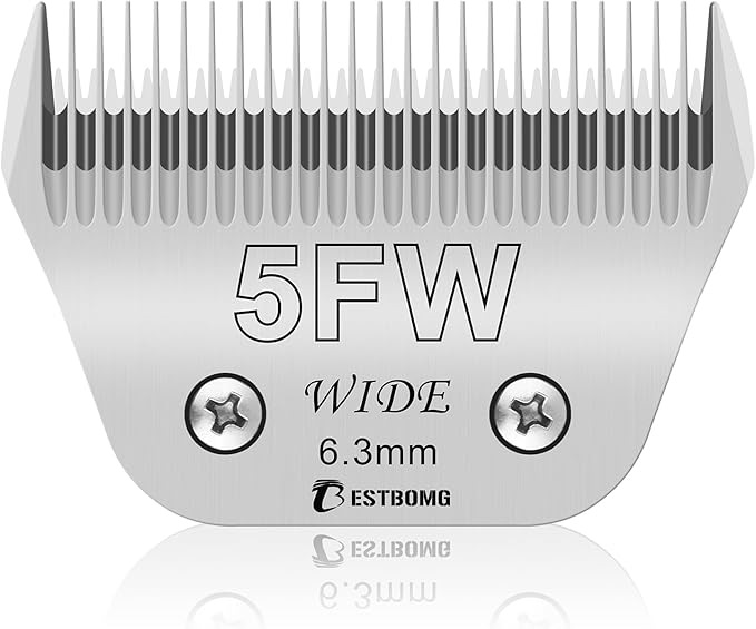 BESTBOMG Size 5FW Wide Detachable Pet Dog Grooming Blades-Cutting Length 1/4"（6.3mm）,Compatible with Andis,Oster A5,Wahl km10 Clippers