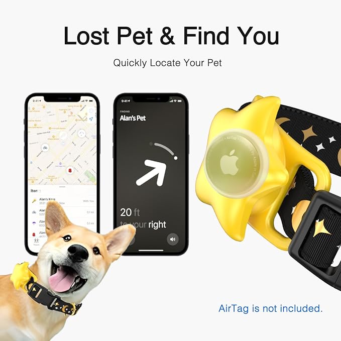 Airtag Dog Collar, Dog Collar for Large Dogs, Dog Collars for Medium Dogs, Dog Collars for Small Dogs with AirTag Holder Case, Dog GPS Tracker Collar (Green, Medium)