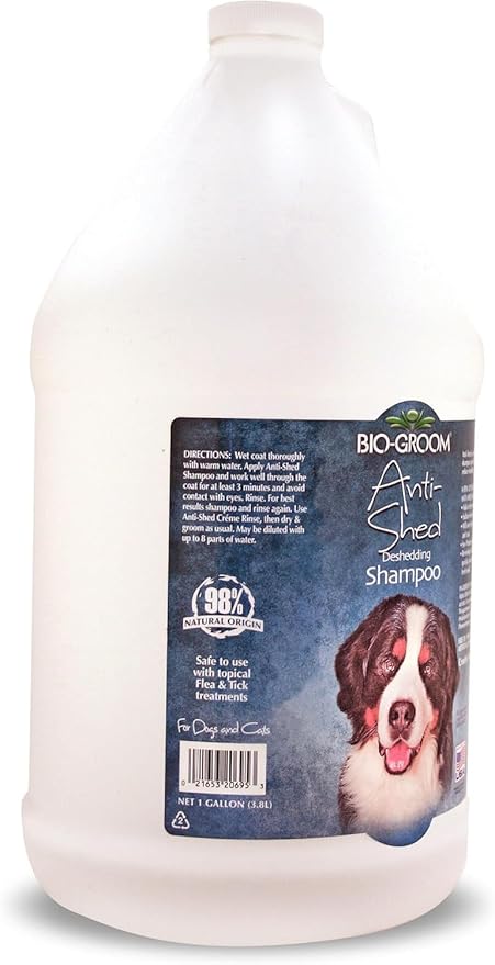 Bio-Groom Anti-Shed Deshedding Dog Shampoo - Odor Eliminating, Anti-Shedding, Dog Bathing Supplies, Puppy Wash, Cat & Dog Grooming Supplies, Cruelty-Free, Made in USA, Dog Products - 1 Gallon