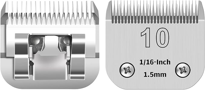 10# Detachable Pet Clipper Replacement Blades Compatible with Andis/Oster A5/Wahl KM10 Series Dog Clipper,Made of Ceramic Blade & Stainless Steel Blade,Size 10# Cut Length 1/16-Inch（2 Pack）