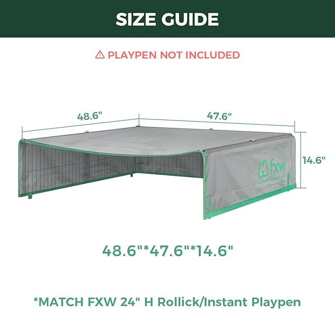 FXW Sun Shade Specialized for FXW Dog Playpen (Not Suitable for Other Brands), Fits for 24" H Rollick/Instant Dog Playpen│Patent Pending (Playpen not Included)