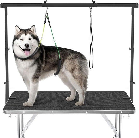 Pawaboo H-Shape Dog Grooming Table Arm with Adjustable Loops, 43'' Height Adjustable Pet Grooming Stand for Medium Large Pets, Heavy Duty Metal Holder