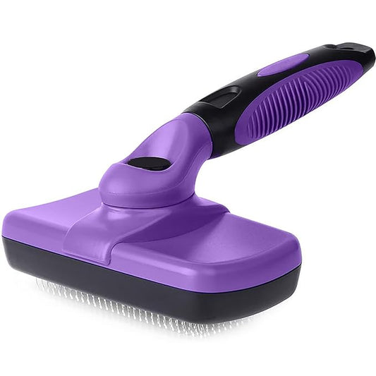YINGFAN Self Cleaning Slicker Brush for Dogs, Skin Friendly Dog Brush for Shedding, Deshedding Dog Brush for Long Haired and Short Haired Dogs (Purple)
