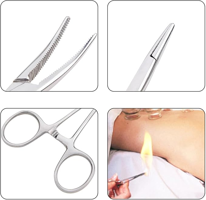Hemostatic Forceps, Stainless Steel Dog Cat Pet Scissors Ear Hair Clamp Fishing Scissors Tools (18CM bent)