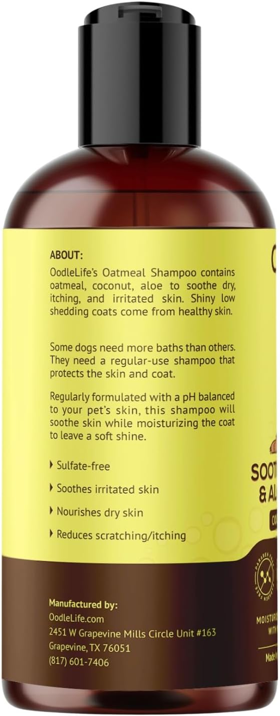 Dog Shampoo and Conditioner Aloe Oatmeal + Coconut 16 fl oz - Natural Dog Shampoo Sensitive Skin Dog Breeds, Moisturising, Dog Shampoo for Smelly Dogs, Goldendoodles