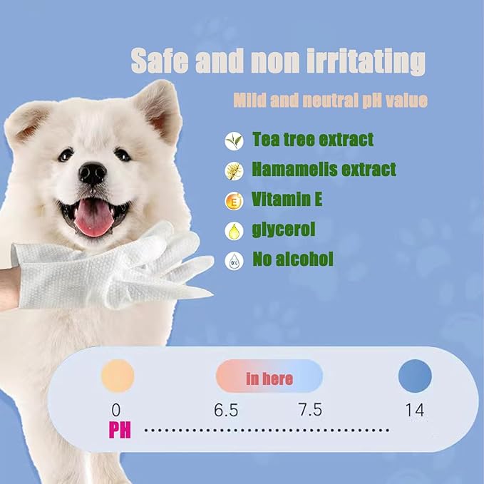 Pet Grooming Glove Wipes Combination,Pet Bathing Wipes for Dogs & Cats, Cleaning & Deodorizing Grooming Gloves, Nourish Fur Glove Wipes for Daily Care and Traveling, Rinse Free.12PCS, white
