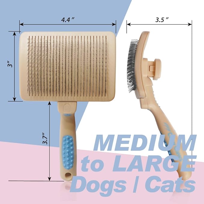 Pet Slicker Brush for Large Dogs, Plastic Handle, Gently Remove Tangled and Mats Hair, Pet Grooming Brush Tool, Sheepskin Wool Carders (8" Quick Cleaning)